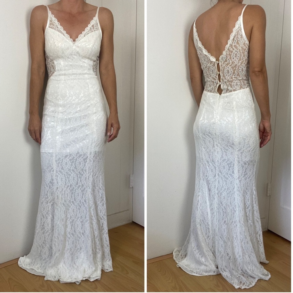 FAVIANA White Bridal Wedding Gown Formal Prom Graduation Dress